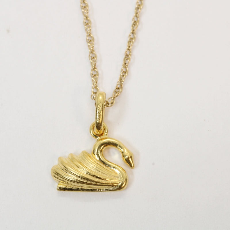 Gold Elegant Swan Necklace in 14kt Gold Vermeil for him or her