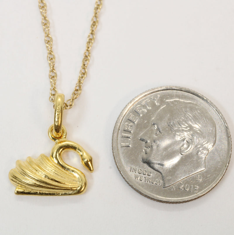 Gold Elegant Swan Necklace in 14kt Gold Vermeil for him or her