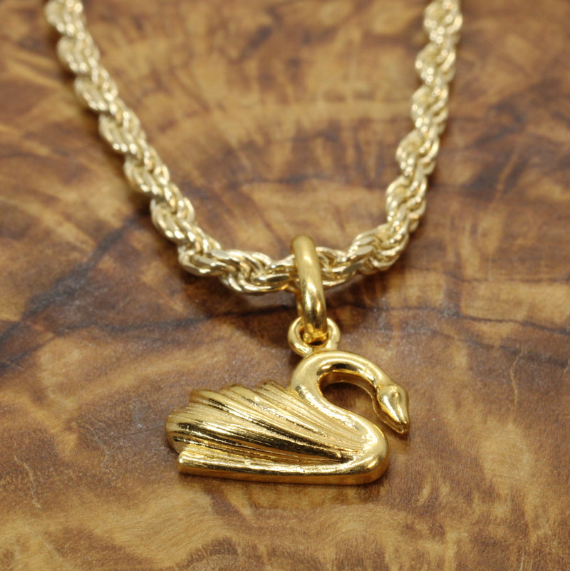Gold Elegant Swan Necklace in 14kt Gold Vermeil for him or her