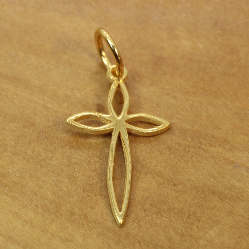Gold Pointed Passion Cross Necklace for him or her made in gold vermeil