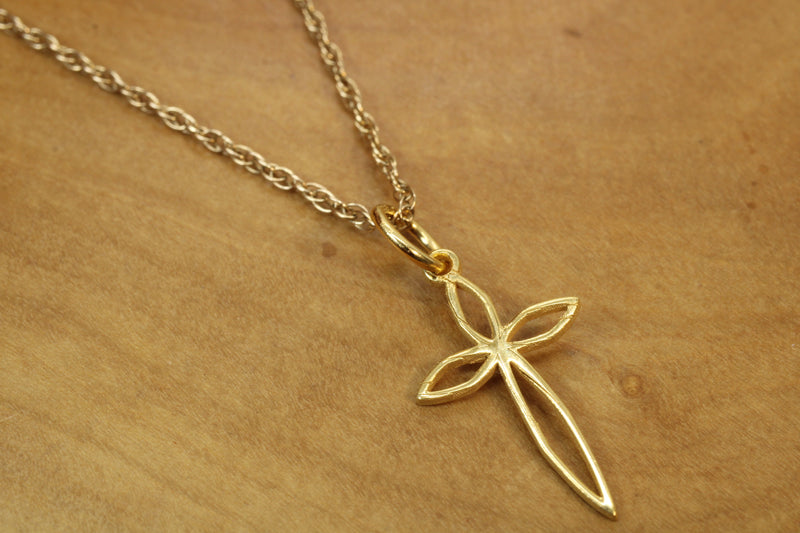 Gold Pointed Passion Cross Necklace for him or her made in gold vermeil