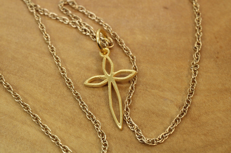 Gold Pointed Passion Cross Necklace for him or her made in gold vermeil