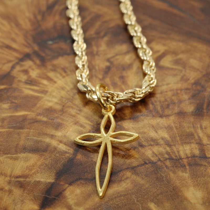 Gold Pointed Passion Cross Necklace for him or her made in gold vermeil