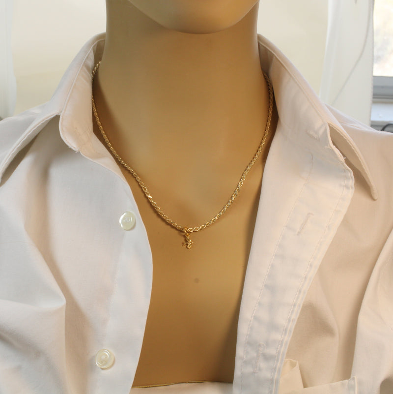 Gold flying Dove Necklace in tiny size made in 14kt Gold Vermeil