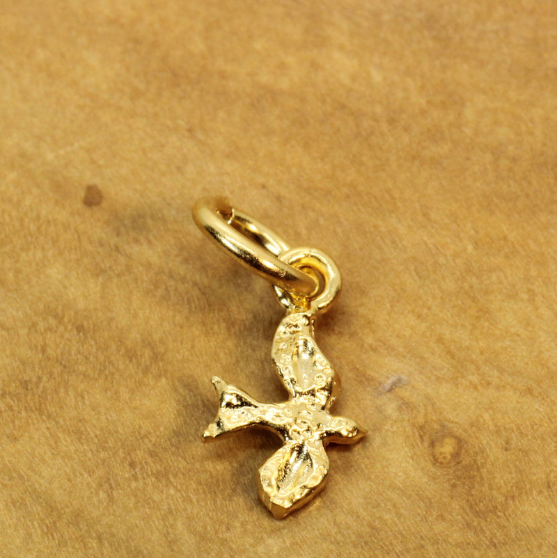 Gold flying Dove Necklace in tiny size made in 14kt Gold Vermeil