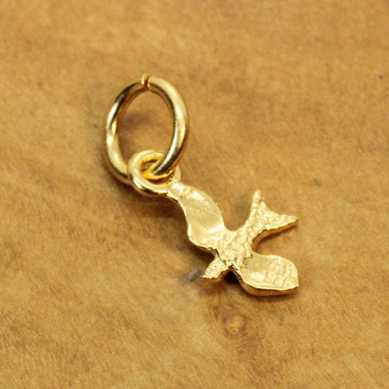 Gold flying Dove Necklace in tiny size made in 14kt Gold Vermeil