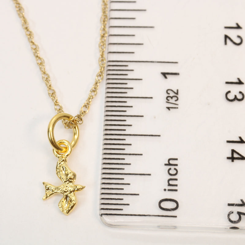 Gold flying Dove Necklace in tiny size made in 14kt Gold Vermeil