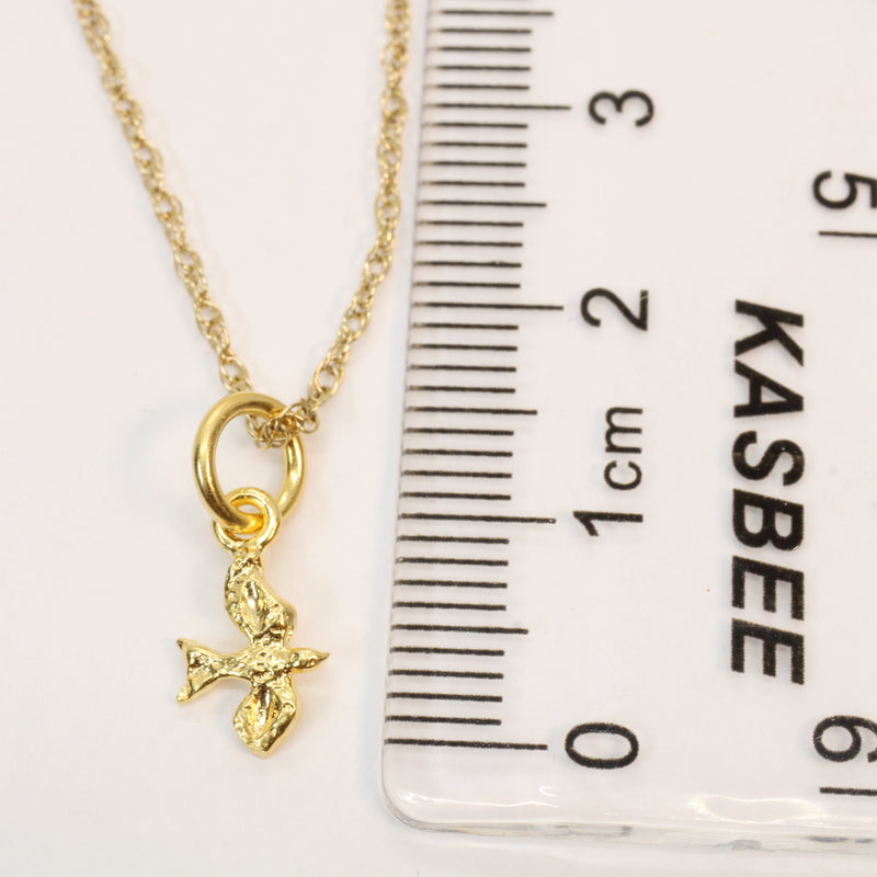 Gold flying Dove Necklace in tiny size made in 14kt Gold Vermeil