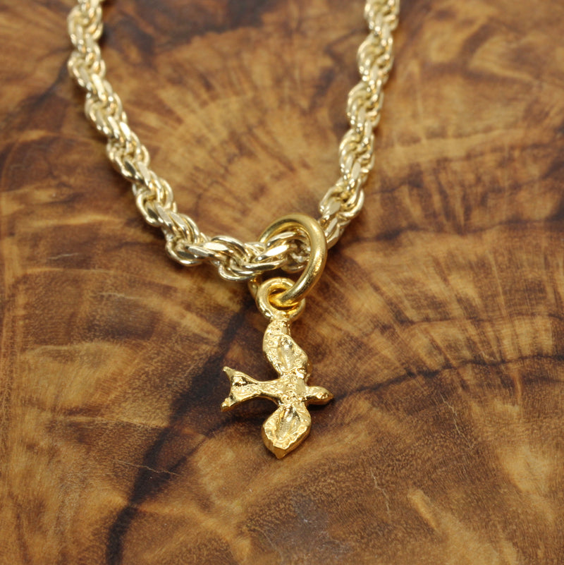 Gold flying Dove Necklace in tiny size made in 14kt Gold Vermeil