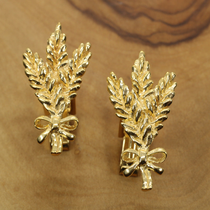 Triple Wheat Head Cuff Links in 14kt gold vermeil for him