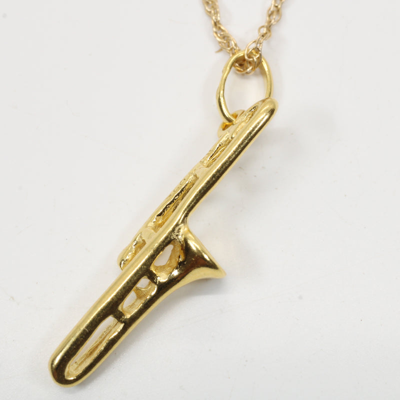 Gold Trombone Necklace for him or her made in 14kt gold vermeil