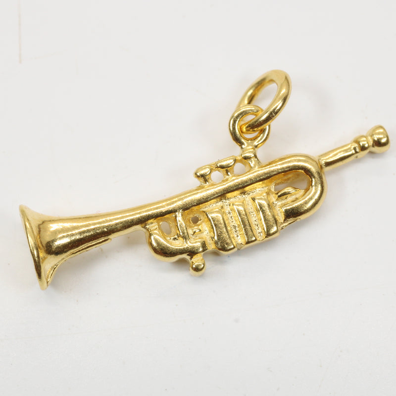 Gold Trumpet Necklace for him or her made in 14kt gold vermeil