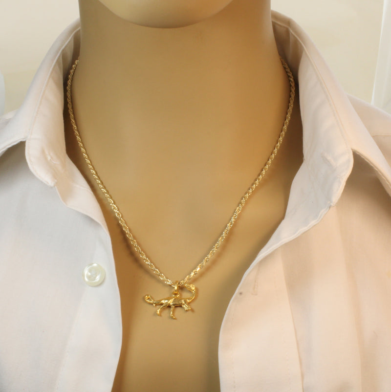 Gold Velociraptor Dinosaur Necklace for him or her made in gold vermeil