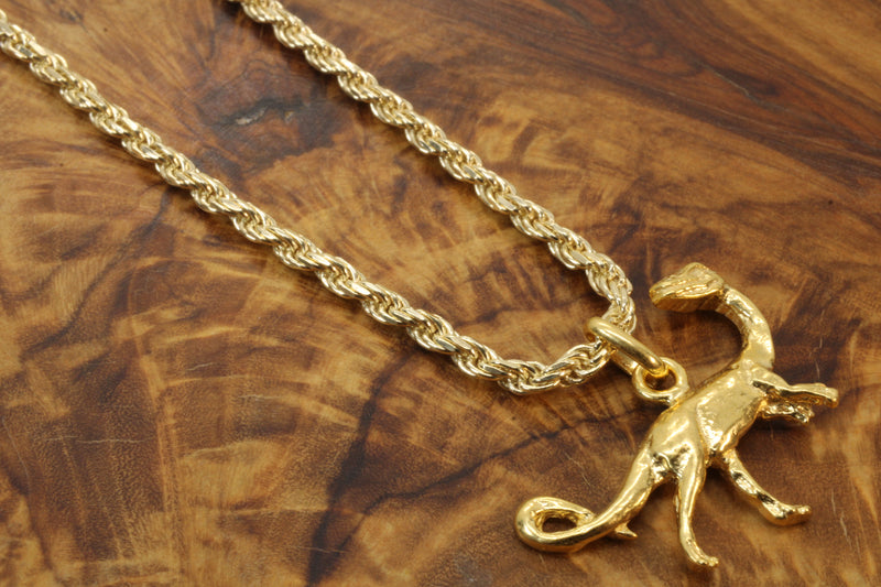 Gold Velociraptor Dinosaur Necklace for him or her made in gold vermeil