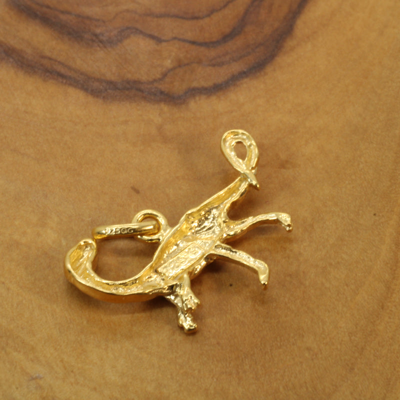 Gold Velociraptor Dinosaur Necklace for him or her made in gold vermeil