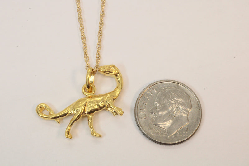 Gold Velociraptor Dinosaur Necklace for him or her made in gold vermeil