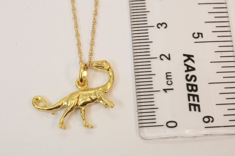 Gold Velociraptor Dinosaur Necklace for him or her made in gold vermeil