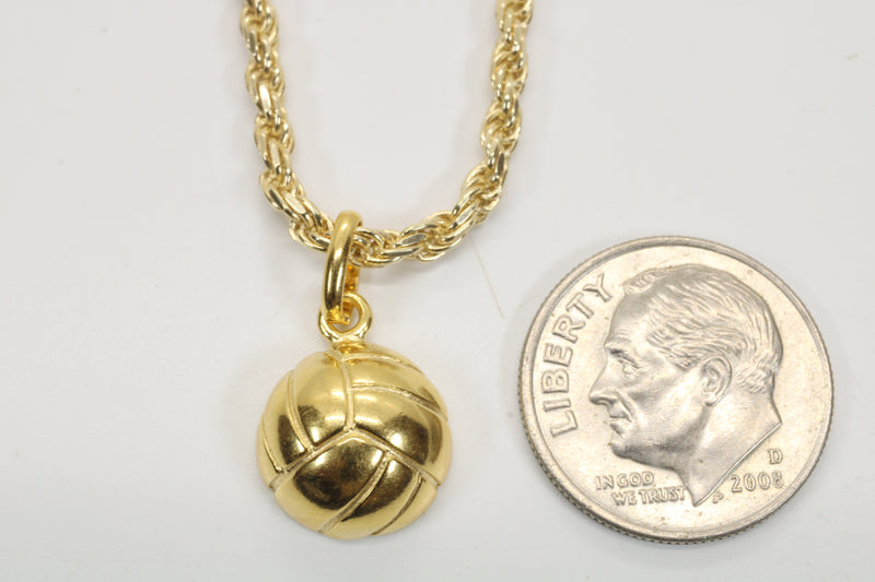Gold Volleyball Necklace for him or her made in 14kt gold vermeil