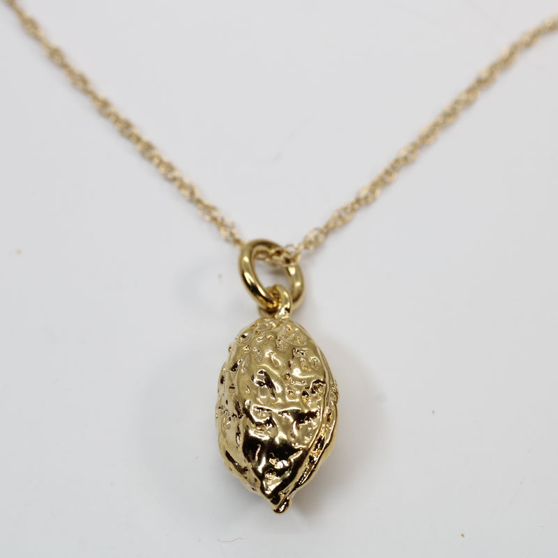 Gold Walnut Necklace or Charm with 14kt gold vermeil Walnut for her