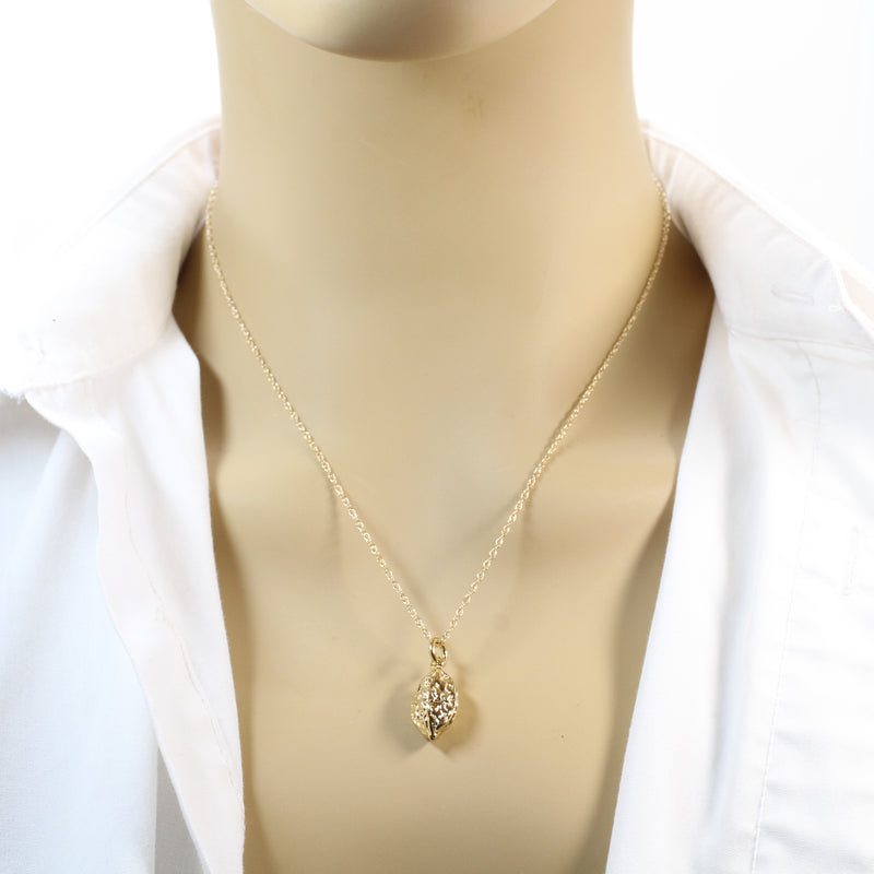 Gold Walnut Necklace or Charm with 14kt gold vermeil Walnut for her