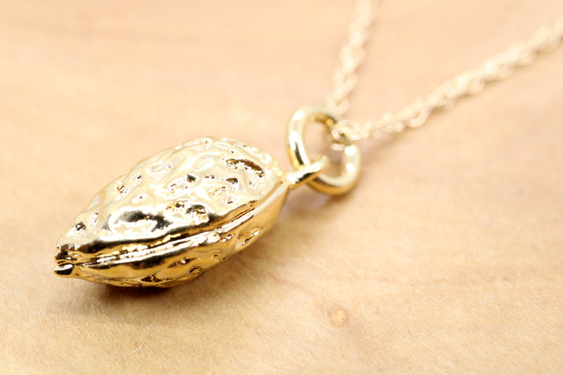 Gold Walnut Necklace or Charm with 14kt gold vermeil Walnut for her