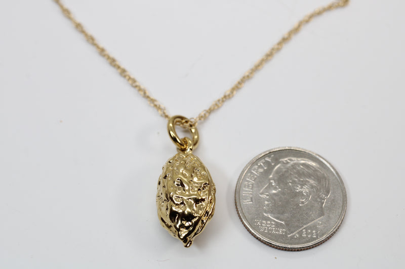 Gold Walnut Necklace or Charm with 14kt gold vermeil Walnut for her