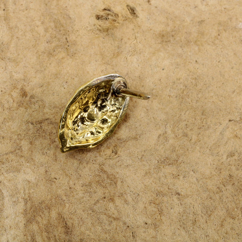 Gold Walnut Tie Tack or Pin for man or woman made in 14kt gold vermeil