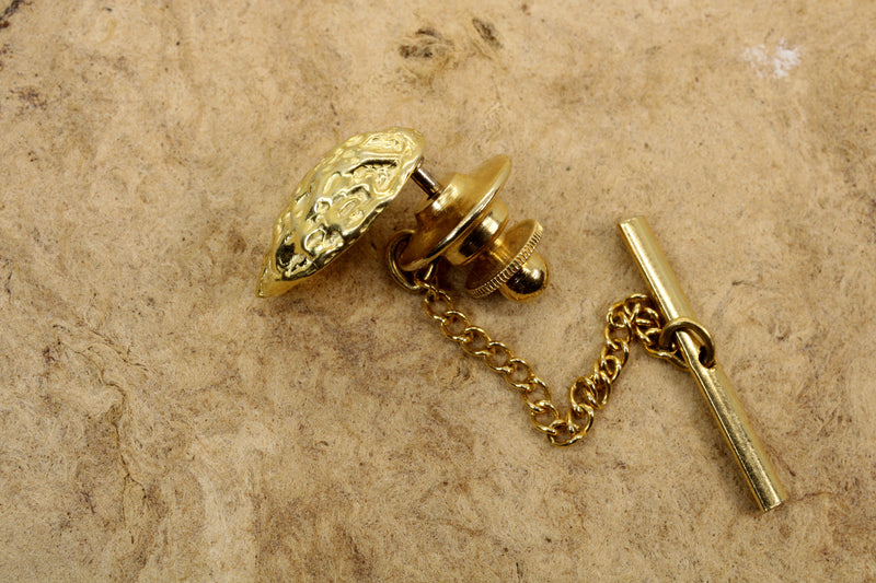 Gold Walnut Tie Tack or Pin for man or woman made in 14kt gold vermeil