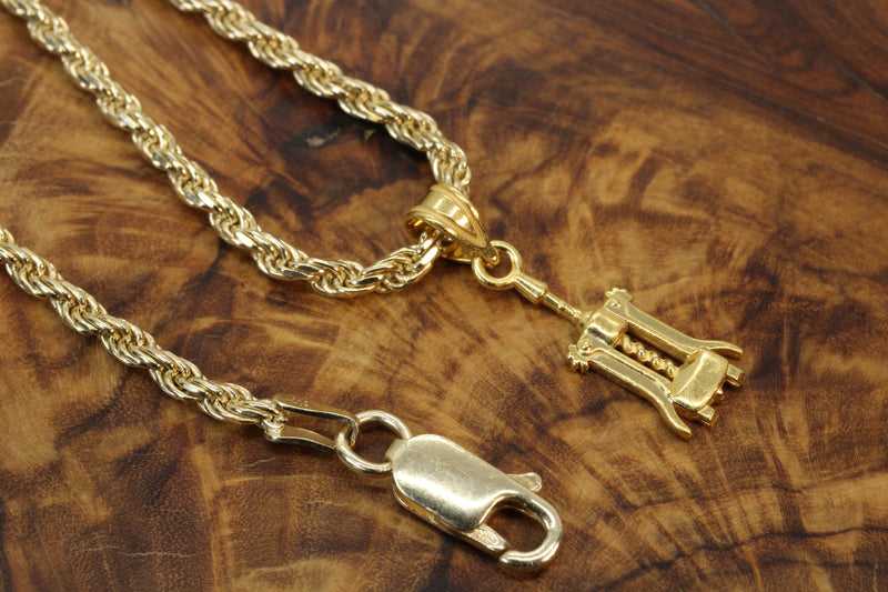 Gold Wine Bottle Corkscrew Necklace made in 14kt gold vermeil