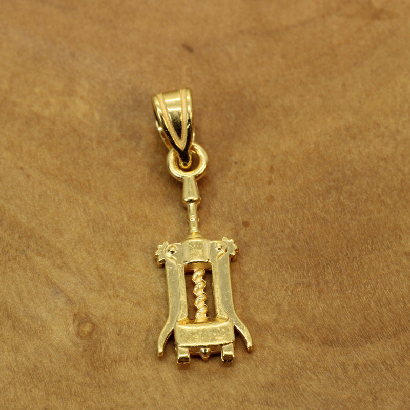 Gold Wine Bottle Corkscrew Necklace made in 14kt gold vermeil
