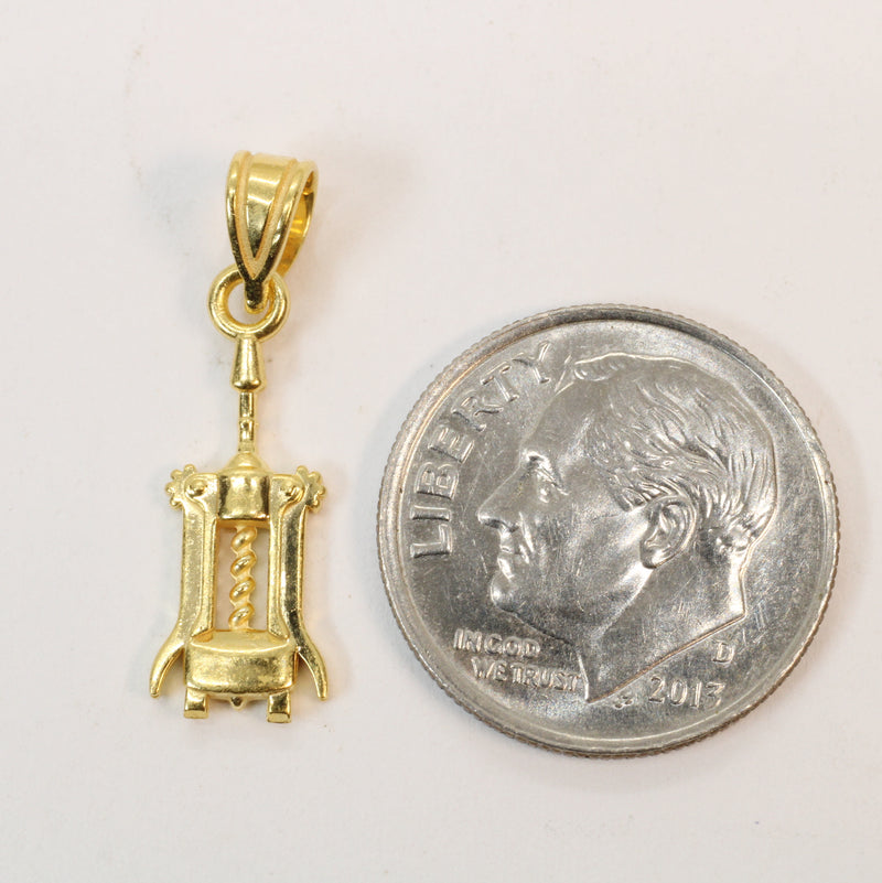 Gold Wine Bottle Corkscrew Necklace made in 14kt gold vermeil