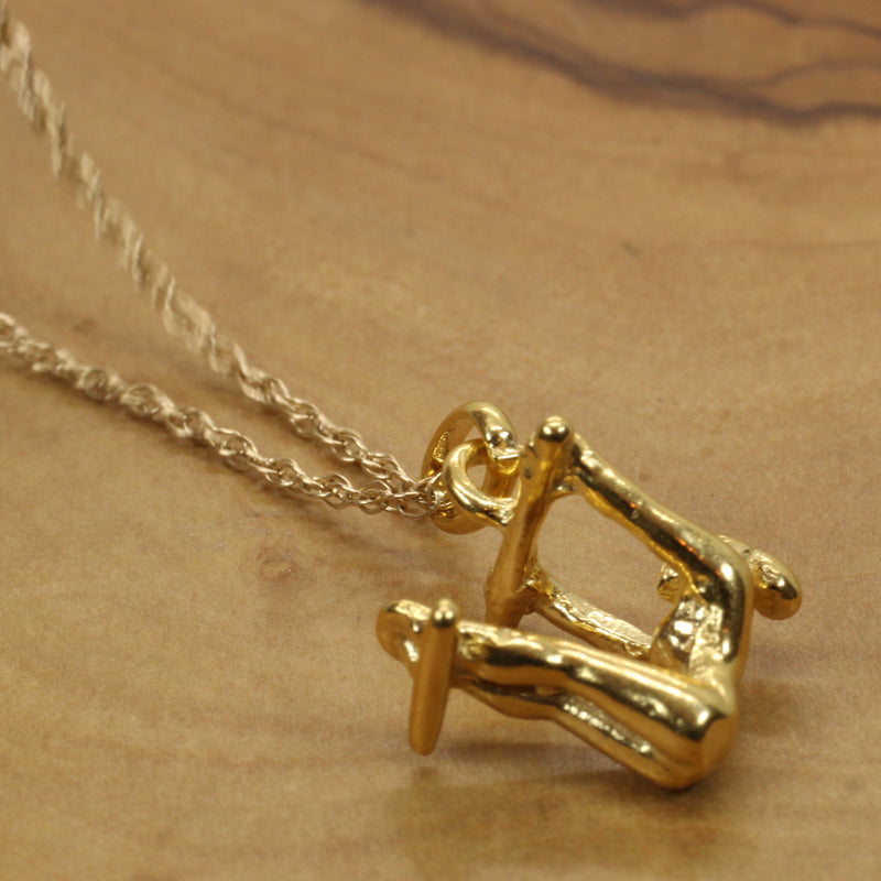 Gold Uneven Bars Gymnast necklace made in 14kt gold Vermeil