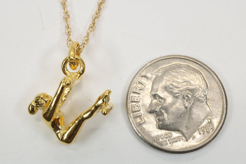 Gold Uneven Bars Gymnast necklace made in 14kt gold Vermeil