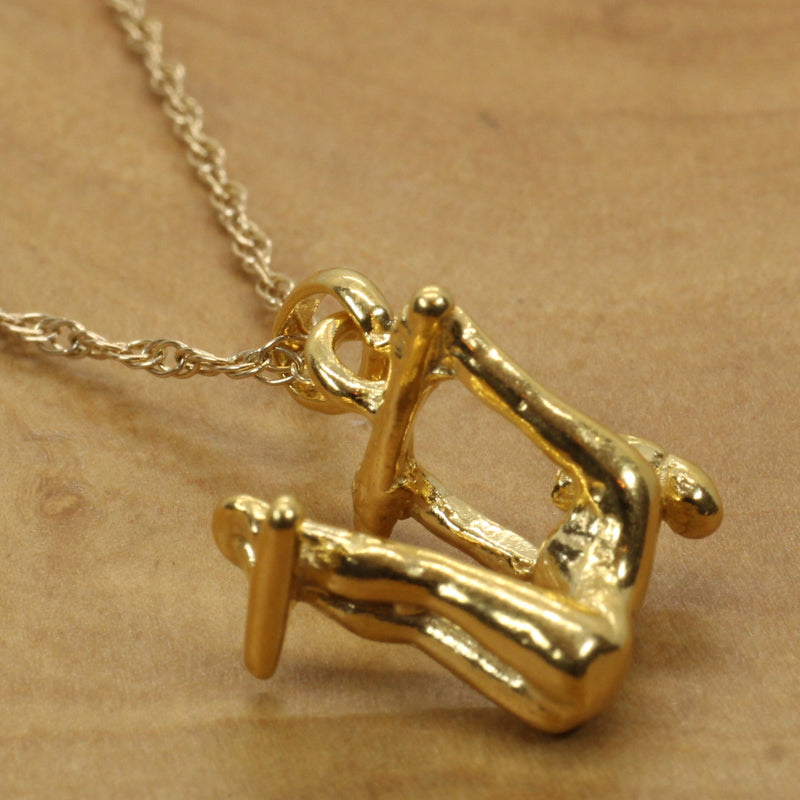 Gold Uneven Bars Gymnast necklace made in 14kt gold Vermeil