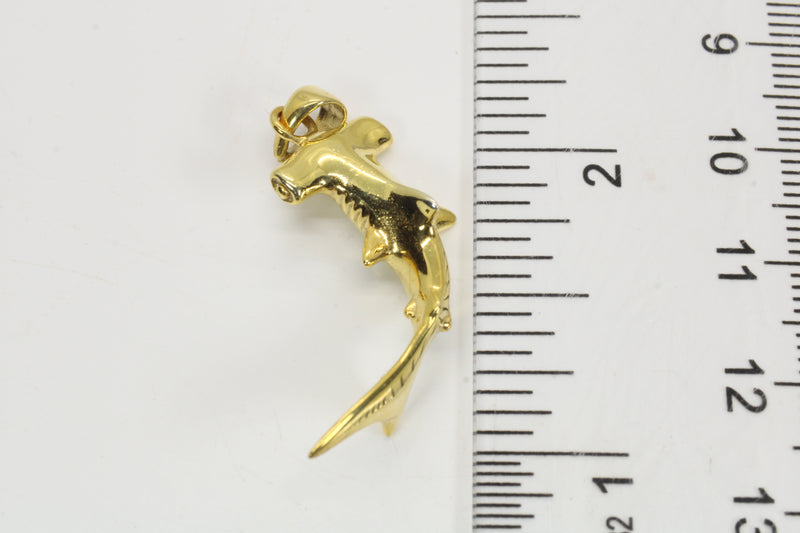 Large Gold Hammerhead Shark Necklace for him or her