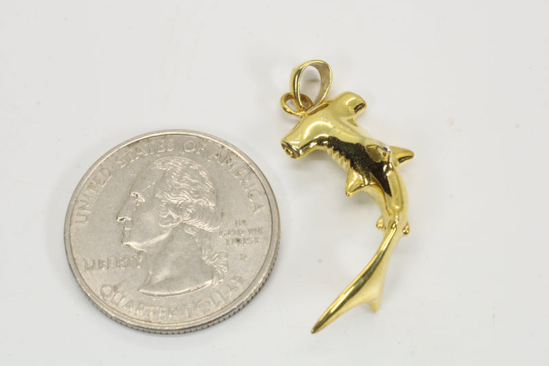 Large Gold Hammerhead Shark Necklace for him or her