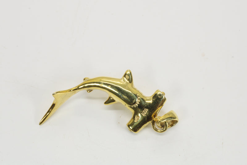 Large Gold Hammerhead Shark Necklace for him or her