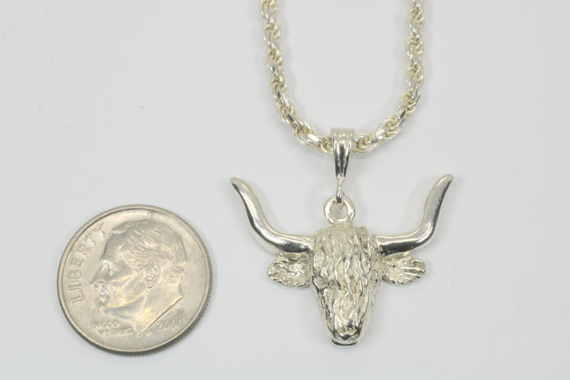 Highland Cattle Necklace made in solid 925 Sterling Silver for Him or Her