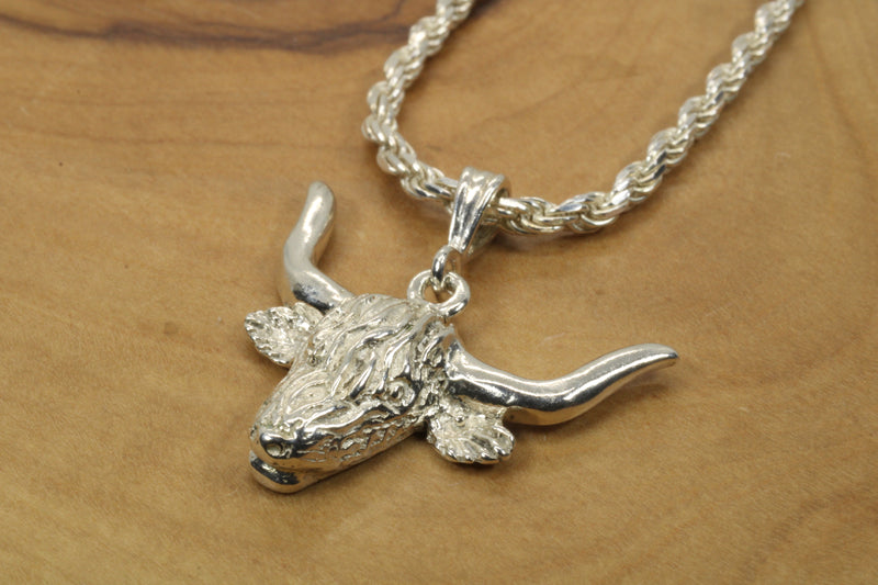 Highland Cattle Necklace made in solid 925 Sterling Silver for Him or Her