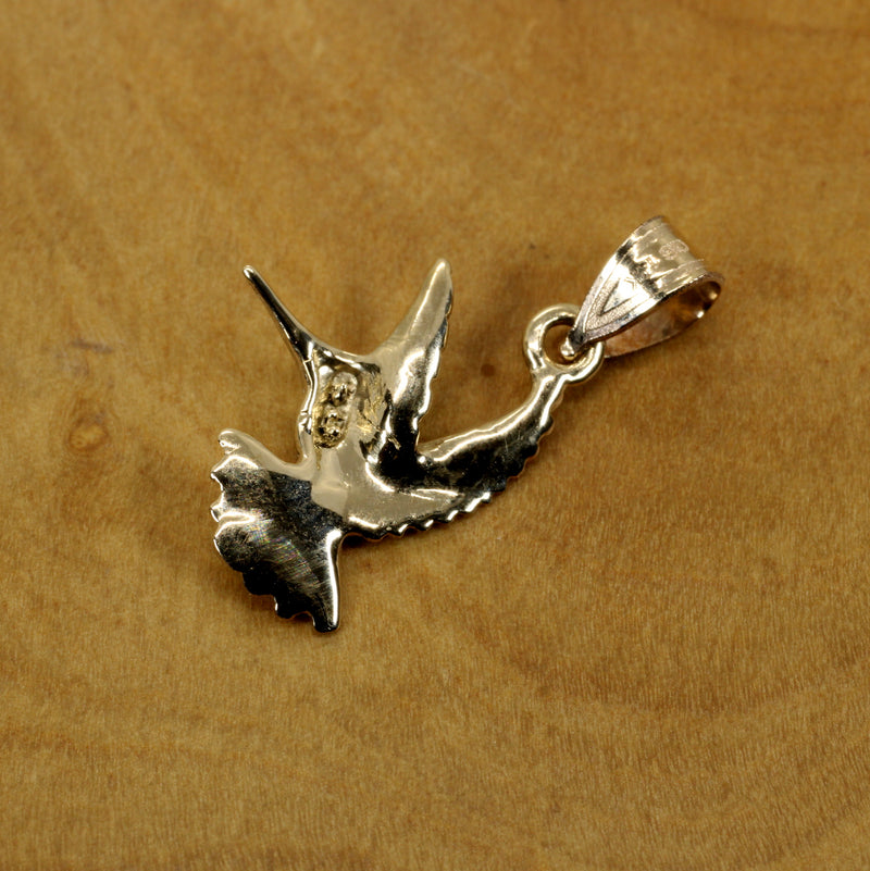 Real 14kt Gold Hummingbird Necklace for her