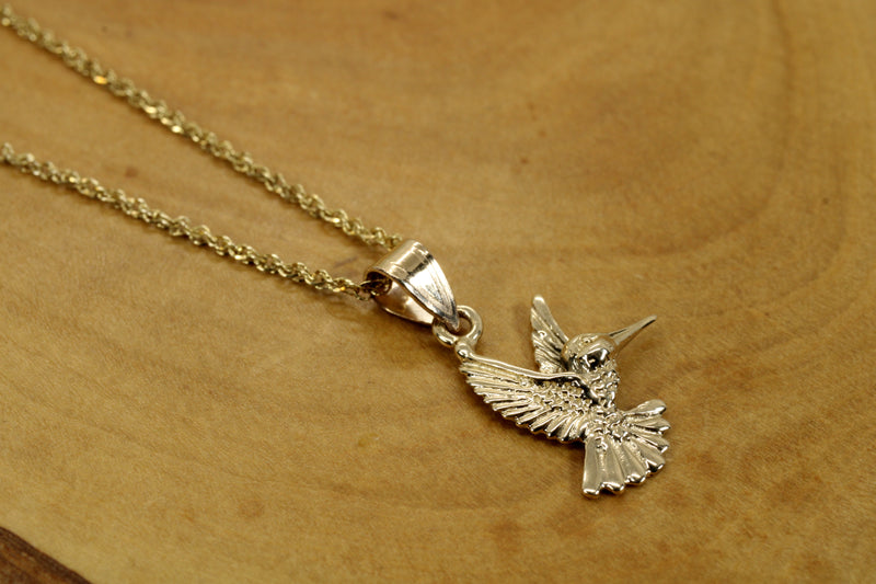 Real 14kt Gold Hummingbird Necklace for her