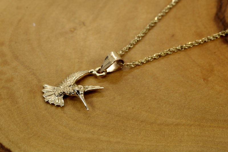 Real 14kt Gold Hummingbird Necklace for her