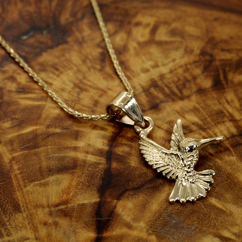 Real 14kt Gold Hummingbird Necklace for her