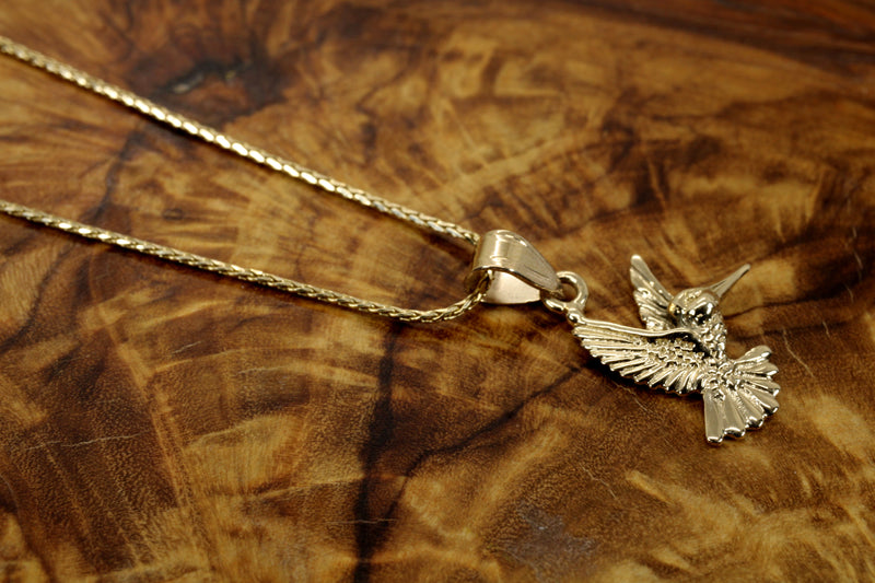 Real 14kt Gold Hummingbird Necklace for her