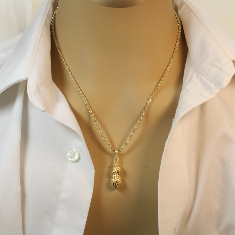 Gold Vermeil Peanut Necklace in Large size for new mom gift