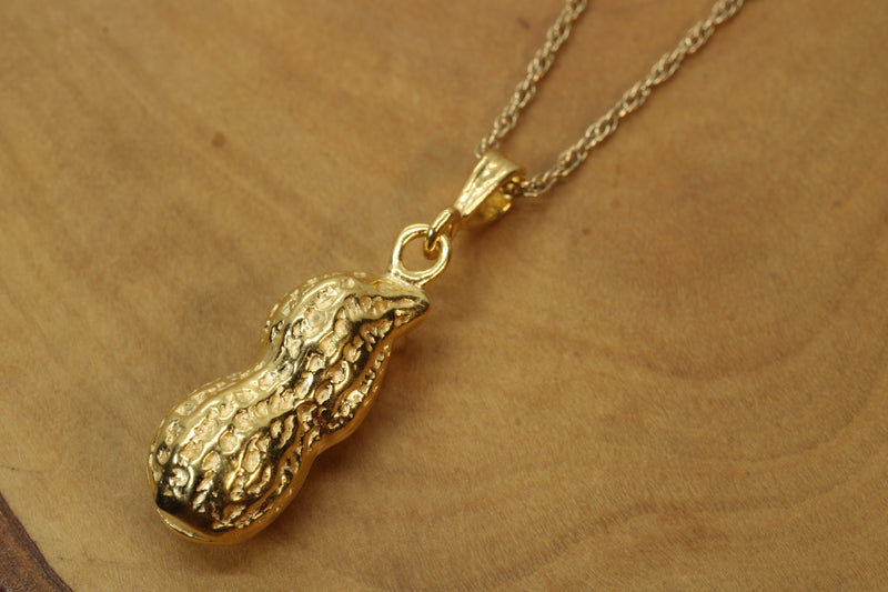 Gold Vermeil Peanut Necklace in Large size for new mom gift