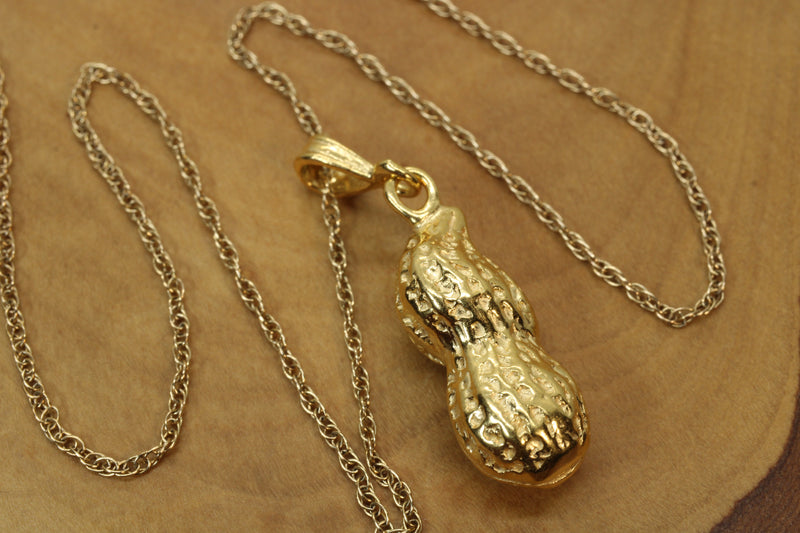 Gold Vermeil Peanut Necklace in Large size for new mom gift