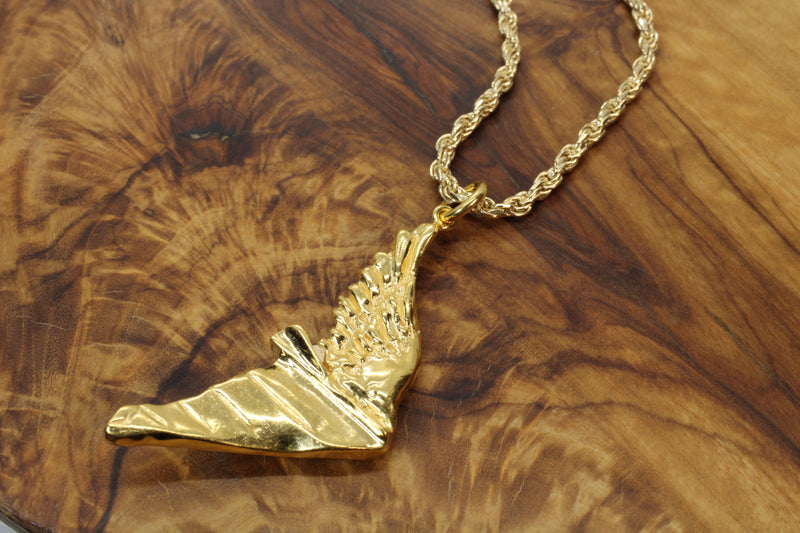 Gold Flying Human Man Hang Glider Necklace made in 14kt gold vermeil