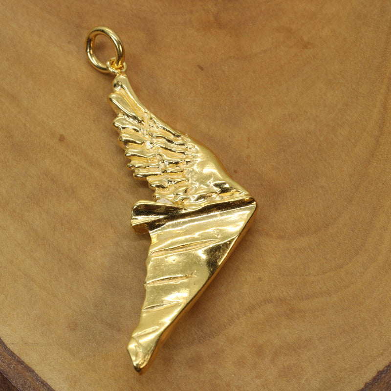 Gold Flying Human Man Hang Glider Necklace made in 14kt gold vermeil
