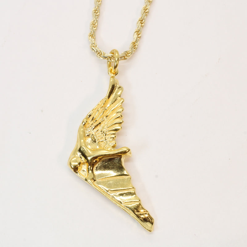 Gold Flying Human Man Hang Glider Necklace made in 14kt gold vermeil